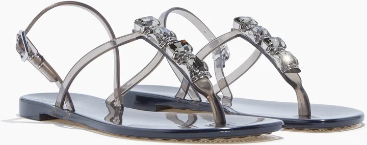 Casadei Jelly Jeweled Pvc Flat Sandals - Woman Flats And Loafers Black 36 - Image 2