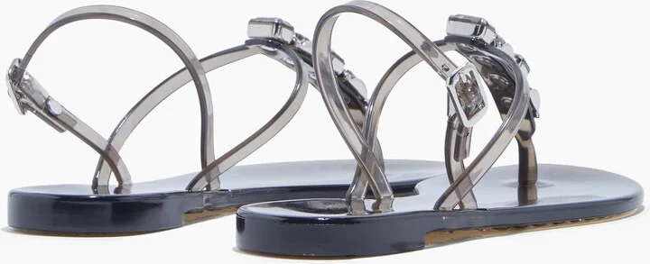 Casadei Jelly Jeweled Pvc Flat Sandals - Woman Flats And Loafers Black 36 - Image 4