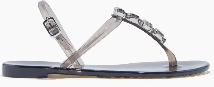 Casadei Jelly Jeweled Pvc Flat Sandals - Woman Flats And Loafers Black 36