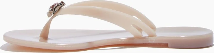 Casadei Jelly Jeweled Pvc Flip Flops - Woman Flats And Loafers Sandstone 35 - Image 3