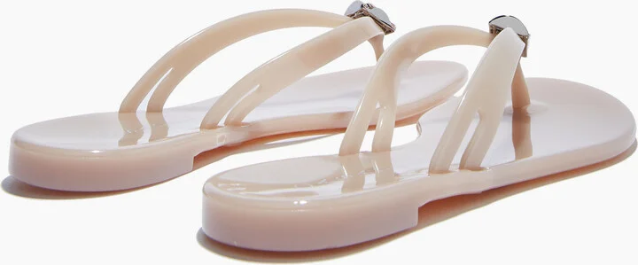 Casadei Jelly Jeweled Pvc Flip Flops - Woman Flats And Loafers Sandstone 35 - Image 4