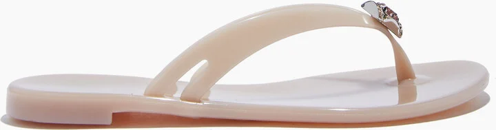 Casadei Jelly Jeweled Pvc Flip Flops - Woman Flats And Loafers Sandstone 35