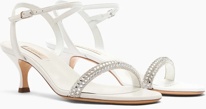 Casadei Julia Kitten Stratosphere Sandals - Woman Sandals White And Crystal 39.5 - Image 2