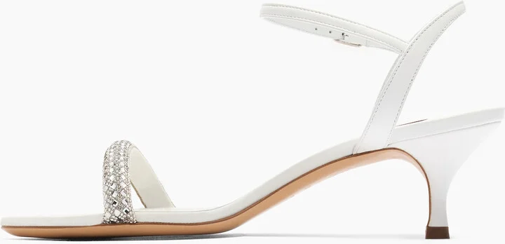 Casadei Julia Kitten Stratosphere Sandals - Woman Sandals White And Crystal 39.5 - Image 3