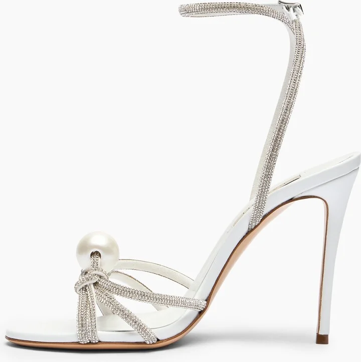 Casadei Julia Labuan Sandals - Woman Sandals White And Crystal 41 - Image 3