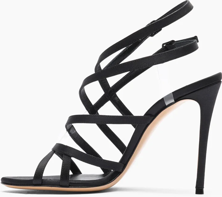 Casadei Julia Satin Cage Sandals - Woman Sandals Black 37 - Image 3