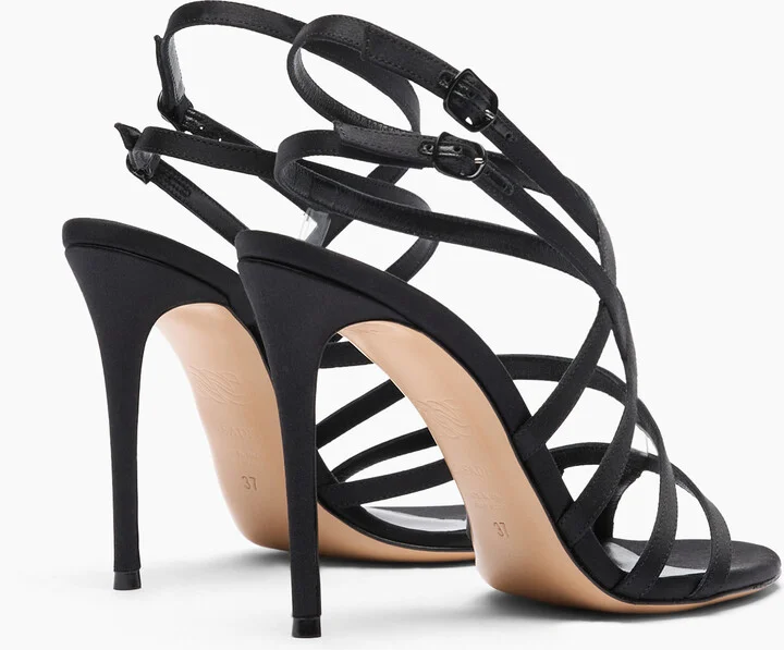 Casadei Julia Satin Cage Sandals - Woman Sandals Black 37 - Image 4