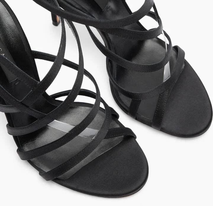 Casadei Julia Satin Cage Sandals - Woman Sandals Black 37 - Image 5