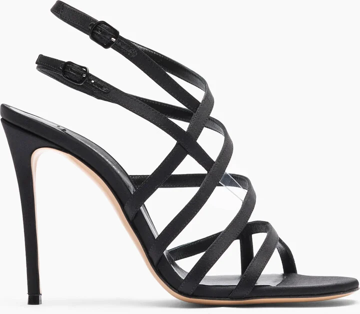 Casadei Julia Satin Cage Sandals - Woman Sandals Black 37