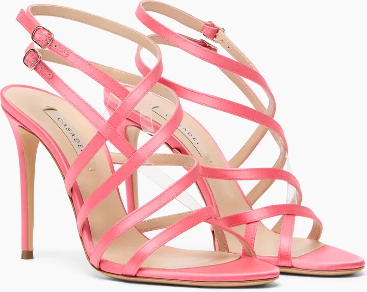 Casadei Julia Satin Cage Sandals - Woman Sandals Coral 38 - Image 2