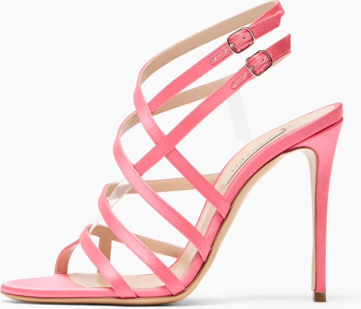 Casadei Julia Satin Cage Sandals - Woman Sandals Coral 38 - Image 3