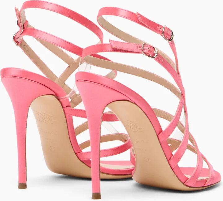 Casadei Julia Satin Cage Sandals - Woman Sandals Coral 38 - Image 4