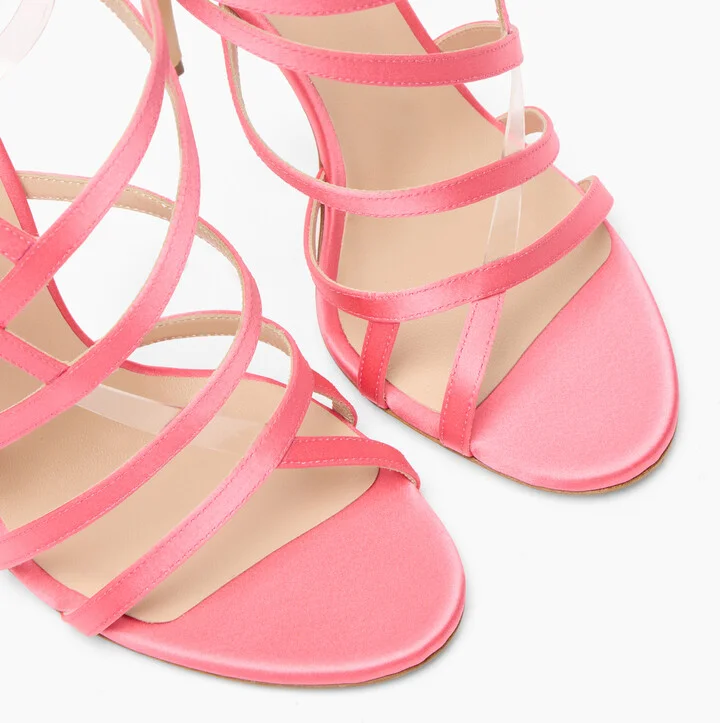 Casadei Julia Satin Cage Sandals - Woman Sandals Coral 38 - Image 5
