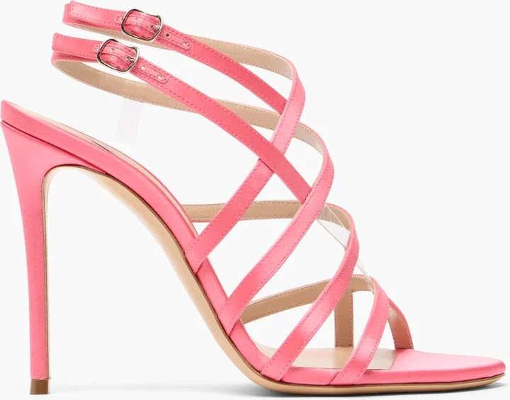 Casadei Julia Satin Cage Sandals - Woman Sandals Coral 38