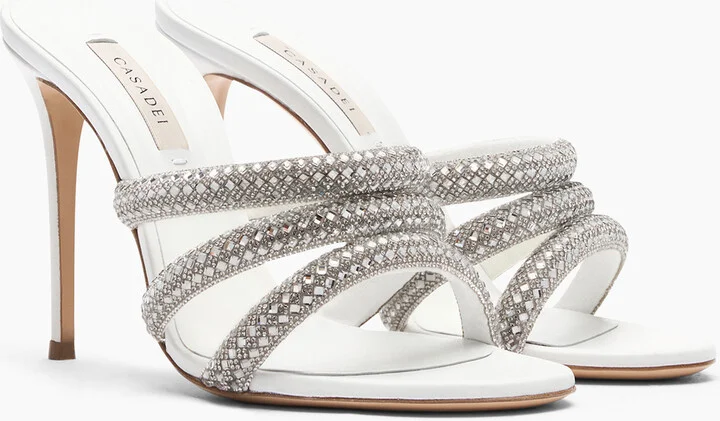 Casadei Julia Stratosphere Mules - Woman Mules White And Crystal 36 - Image 2
