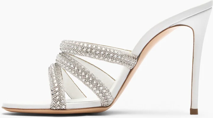 Casadei Julia Stratosphere Mules - Woman Mules White And Crystal 36 - Image 3