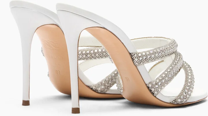 Casadei Julia Stratosphere Mules - Woman Mules White And Crystal 36 - Image 4
