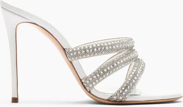 Casadei Julia Stratosphere Mules - Woman Mules White And Crystal 36