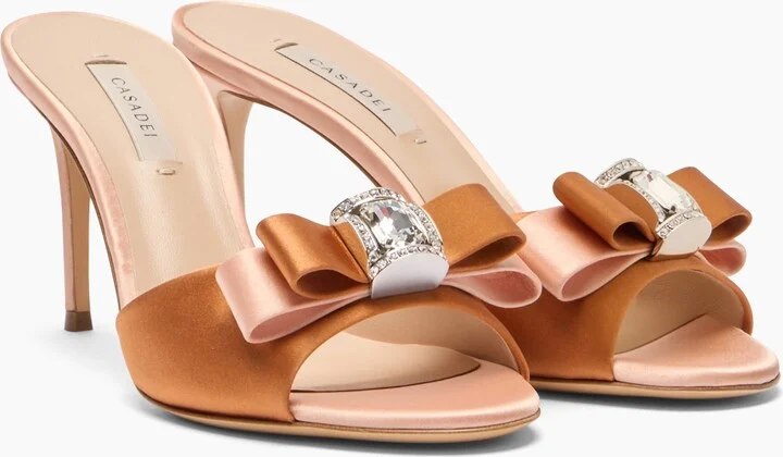 Casadei Julia You Satin Mules - Woman Mules Topazio And Light Peach 37 - Image 2