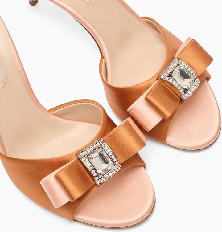 Casadei Julia You Satin Mules - Woman Mules Topazio And Light Peach 37 - Image 5