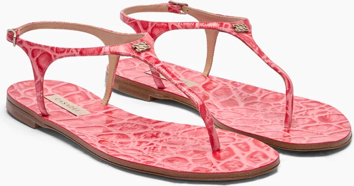Casadei Jurassic Thong Sandals - Woman Flats And Loafers Coral 38 - Image 2