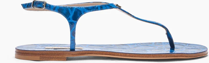 Casadei Jurassic Thong Sandals - Woman Flats And Loafers Ocean 39