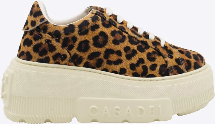 Casadei Leopard Leather Nexus Platform Sneakers