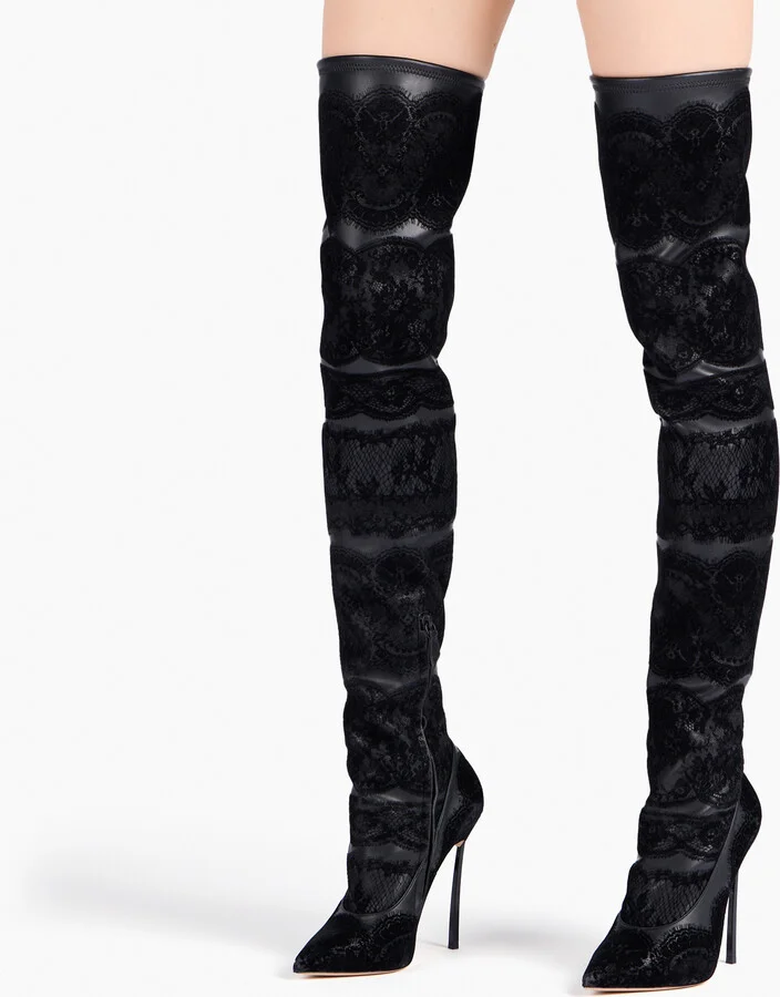Casadei Lingerie Blade Over The Knee - Woman Over The Knee Boots Black 35.5 - Image 6