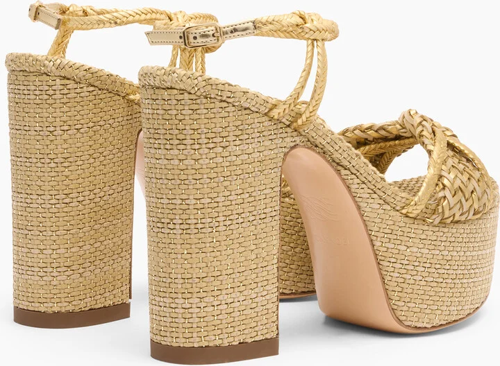 Casadei Marbella Lux Wedge Isa - Woman Wedges And Slides Bambu And Gold 36.5 - Image 4