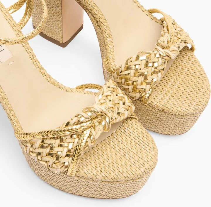 Casadei Marbella Lux Wedge Isa - Woman Wedges And Slides Bambu And Gold 36.5 - Image 5