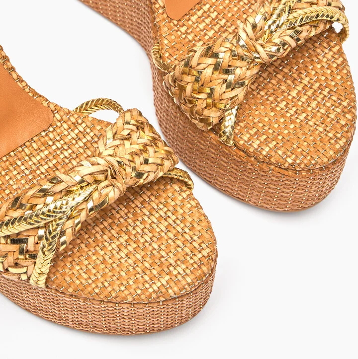 Casadei Marbella Lux Wedges Isa - Woman Wedges And Slides Natur And Gold 38 - Image 5