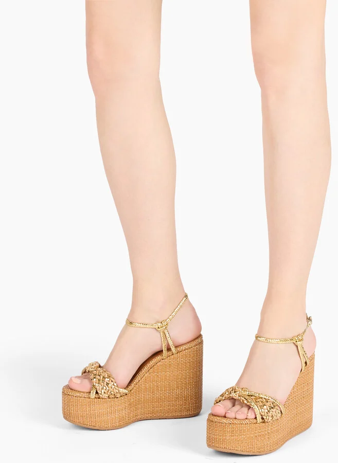 Casadei Marbella Lux Wedges Isa - Woman Wedges And Slides Natur And Gold 38 - Image 6