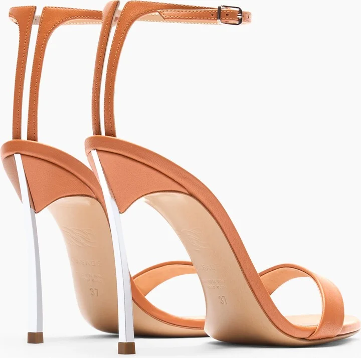 Casadei Marta Leather Sandals - Woman Sandals Caramel 40 - Image 4