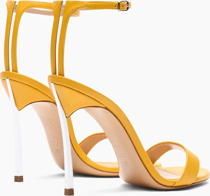 Casadei Marta Leather Sandals - Woman Sandals Curcuma 38 - Image 4