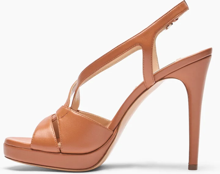 Casadei Michelle Leather Sandals - Woman Platforms Caramel 35 - Image 3