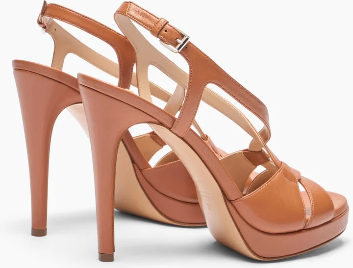 Casadei Michelle Leather Sandals - Woman Platforms Caramel 35 - Image 4