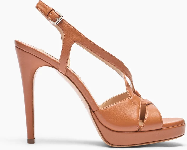 Casadei Michelle Leather Sandals - Woman Platforms Caramel 35