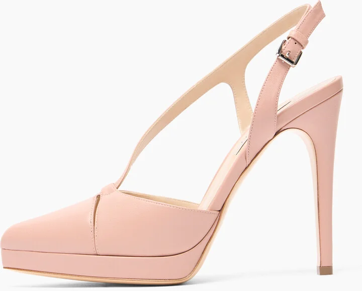 Casadei Michelle Leather Slingbacks - Woman Platforms Rosè 36 - Image 3