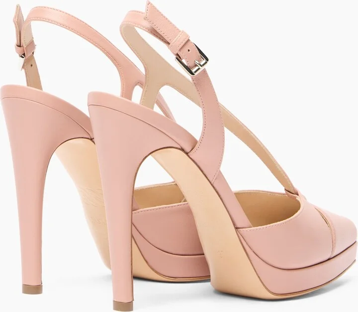 Casadei Michelle Leather Slingbacks - Woman Platforms Rosè 36 - Image 4