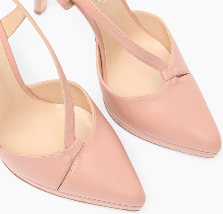 Casadei Michelle Leather Slingbacks - Woman Platforms Rosè 36 - Image 5