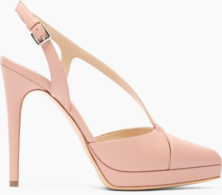 Casadei Michelle Leather Slingbacks - Woman Platforms Rosè 36