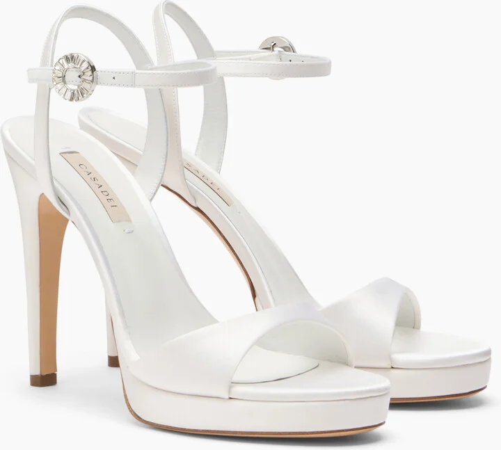 Casadei Michelle Satin Sandals - Woman Platforms White 35 - Image 2