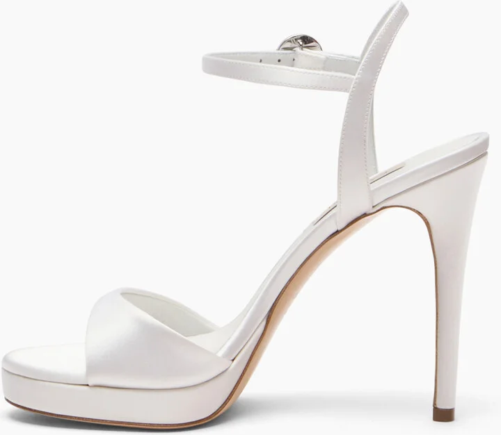 Casadei Michelle Satin Sandals - Woman Platforms White 35 - Image 3