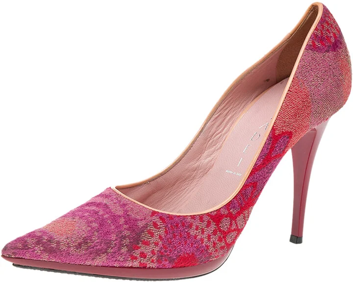 Casadei Multicolor Fabric And Leather Pointed Toe Pumps Size 36