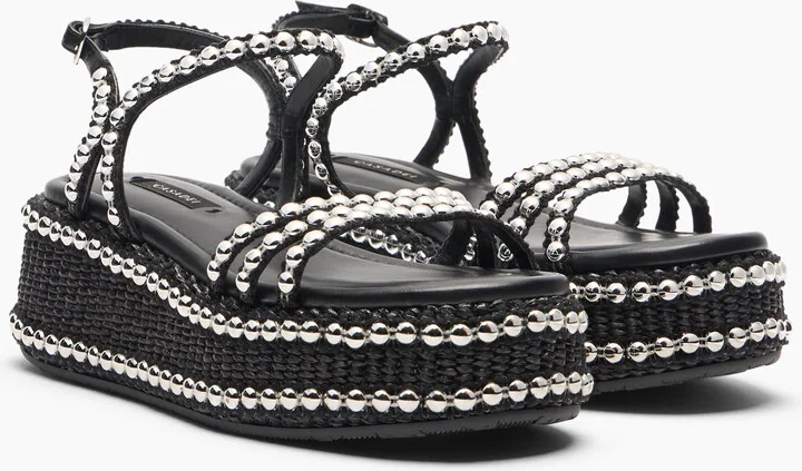 Casadei New Zeppa Studsway - Woman Wedges And Slides Black 37 - Image 2