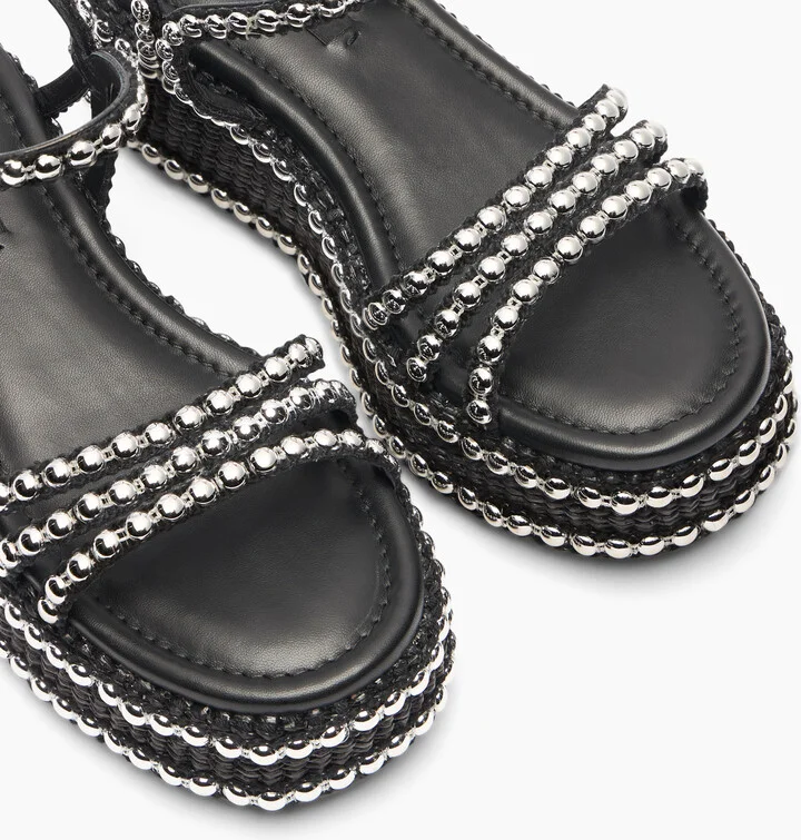 Casadei New Zeppa Studsway - Woman Wedges And Slides Black 37 - Image 5
