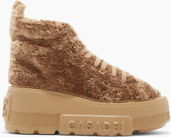 Casadei Nexus Senales Faux Fur - Woman Sneakers Caramel 40.5