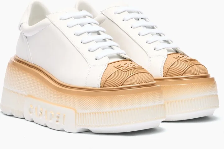 Casadei Nexus Toe Cap Sneakers - Woman Sneakers White And Hazelnut 40.5 - Image 2