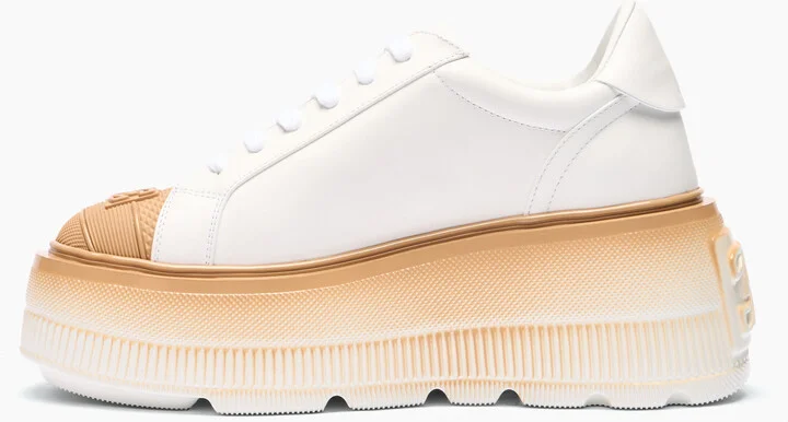 Casadei Nexus Toe Cap Sneakers - Woman Sneakers White And Hazelnut 40.5 - Image 3