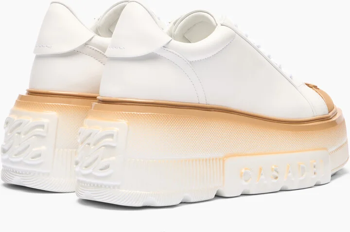Casadei Nexus Toe Cap Sneakers - Woman Sneakers White And Hazelnut 40.5 - Image 4